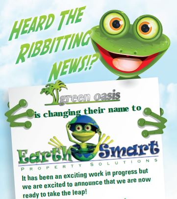 Frog holding brochure discussing name change
